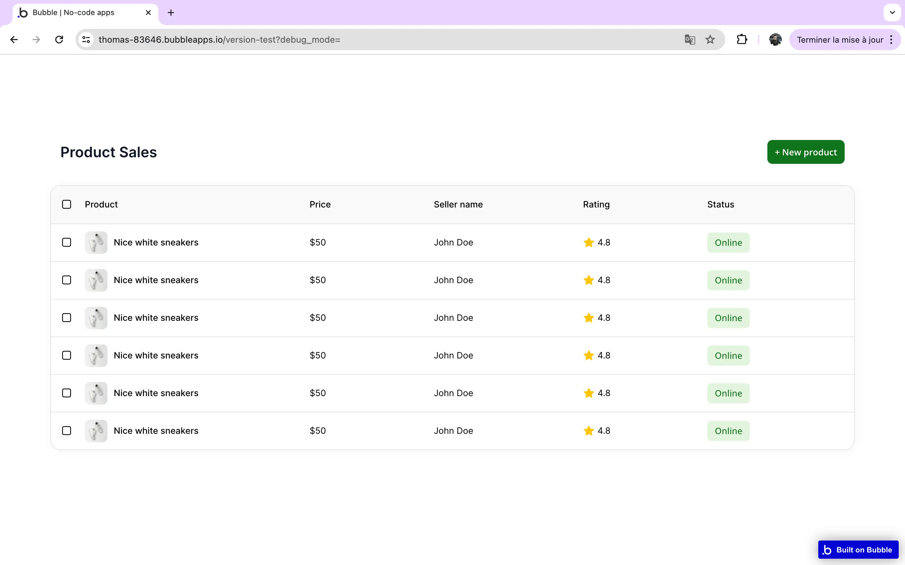 bubble.io table repeating group