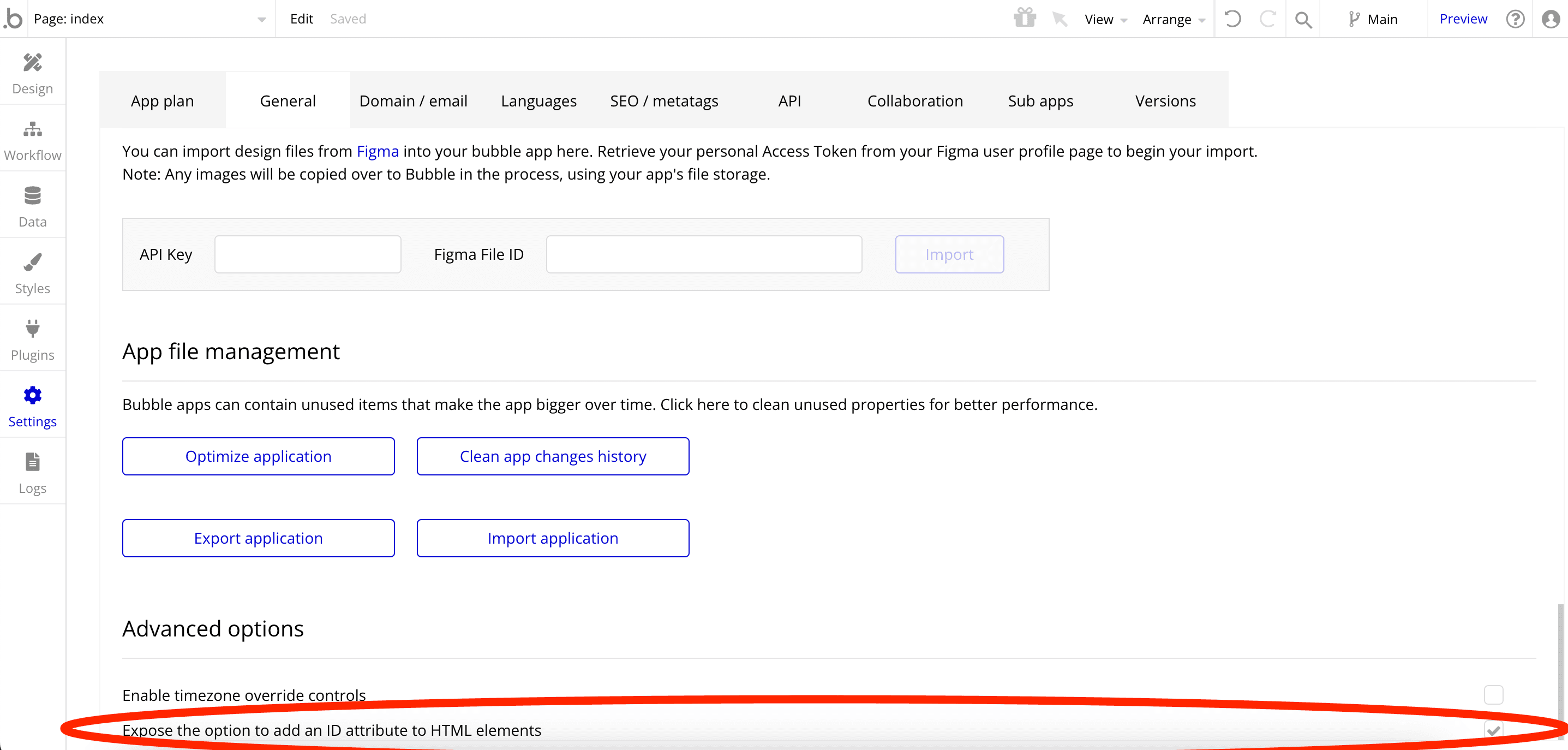 bubble.io html id attribute