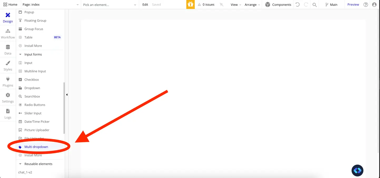 bubble.io multiselect dropdown element