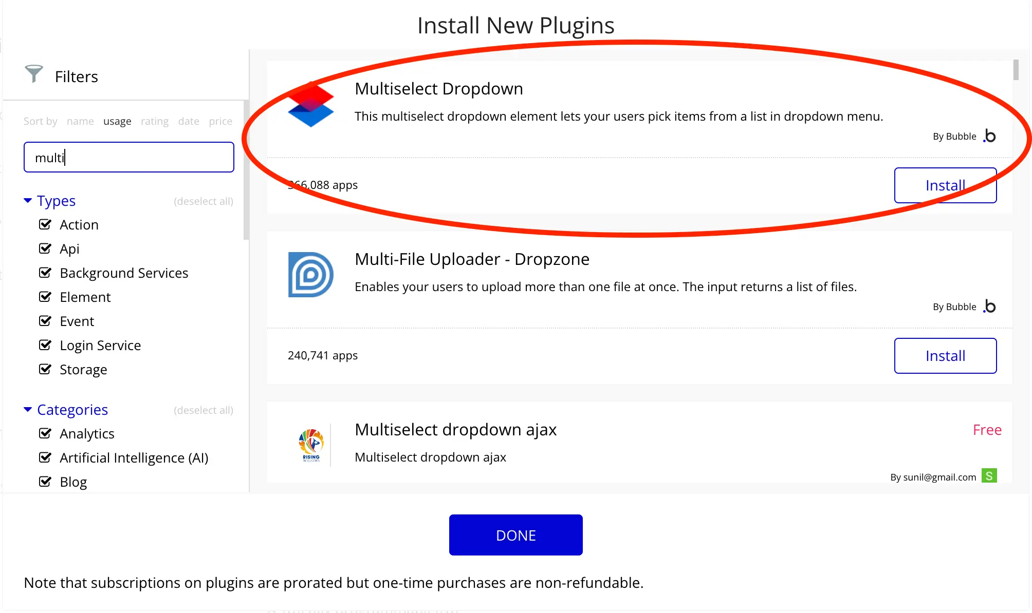 bubble.io multiselect dropdown plugin