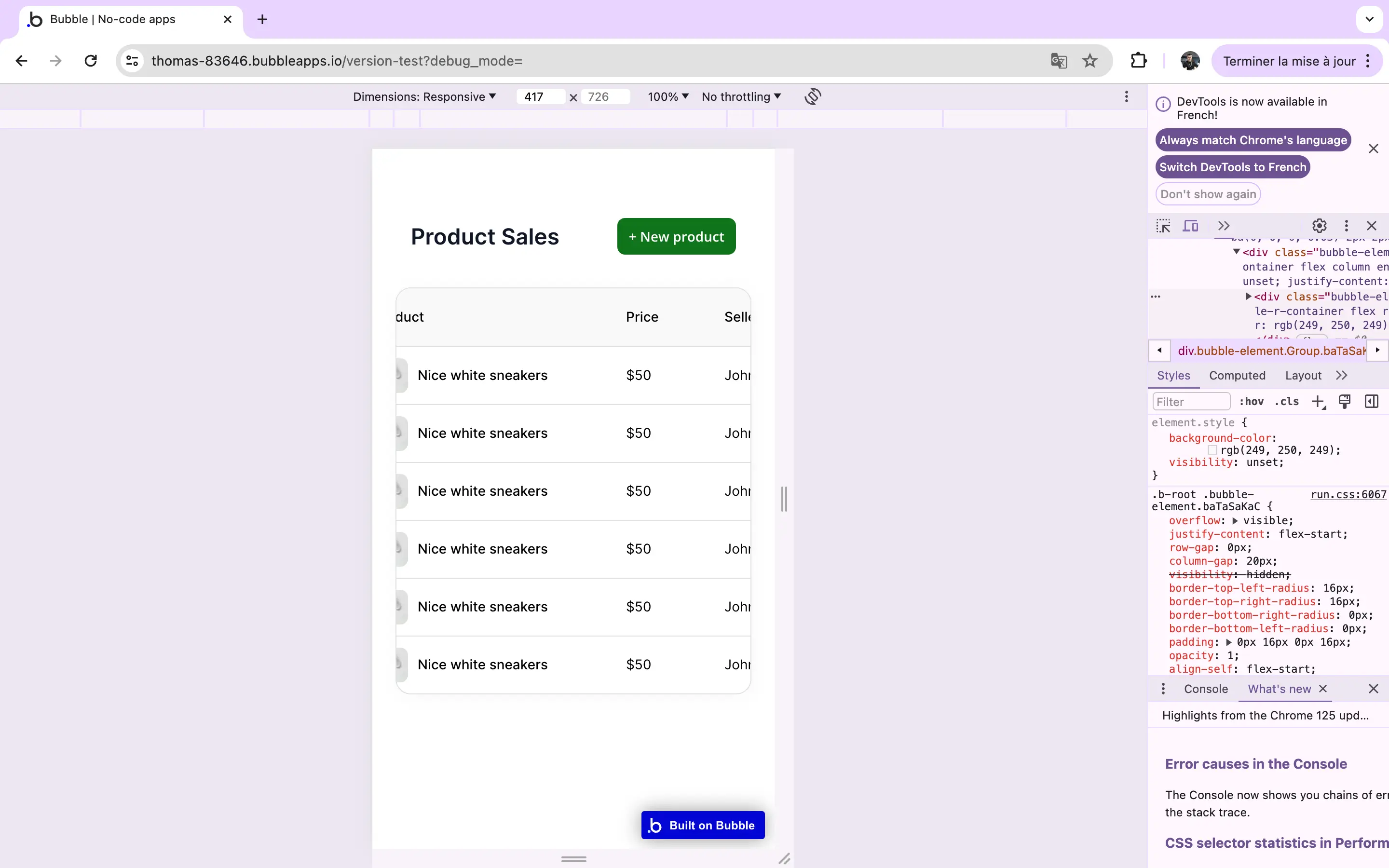 bubble.io horizontal scroll repeating group