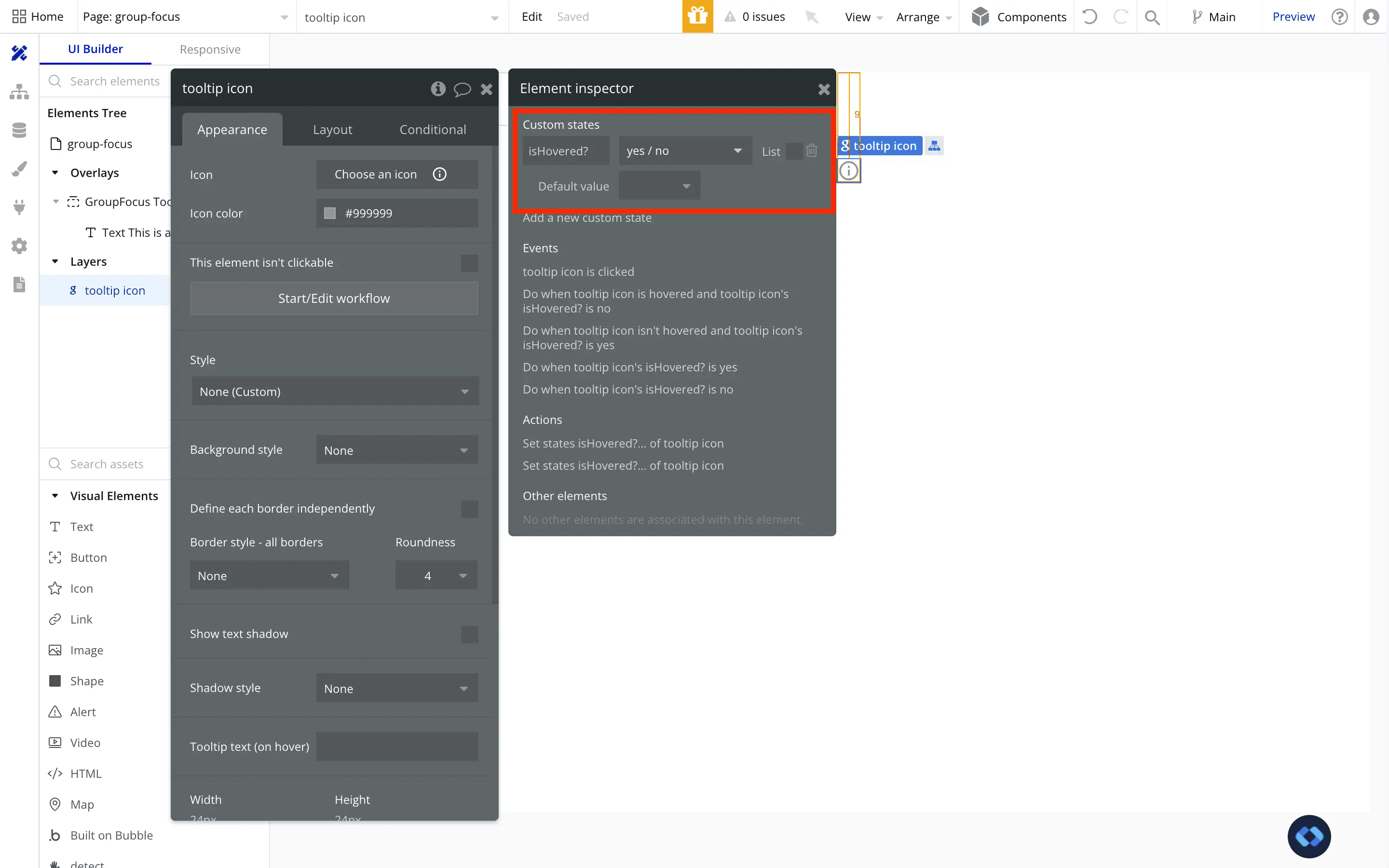 bubble.io custom tooltip with group focus