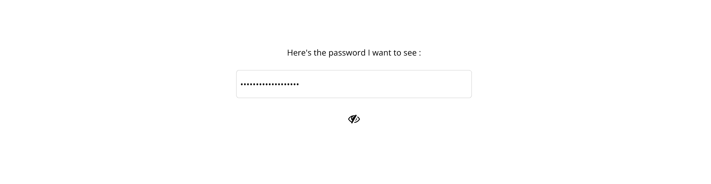 a screenshot of an interface to reveal a password in Bubble