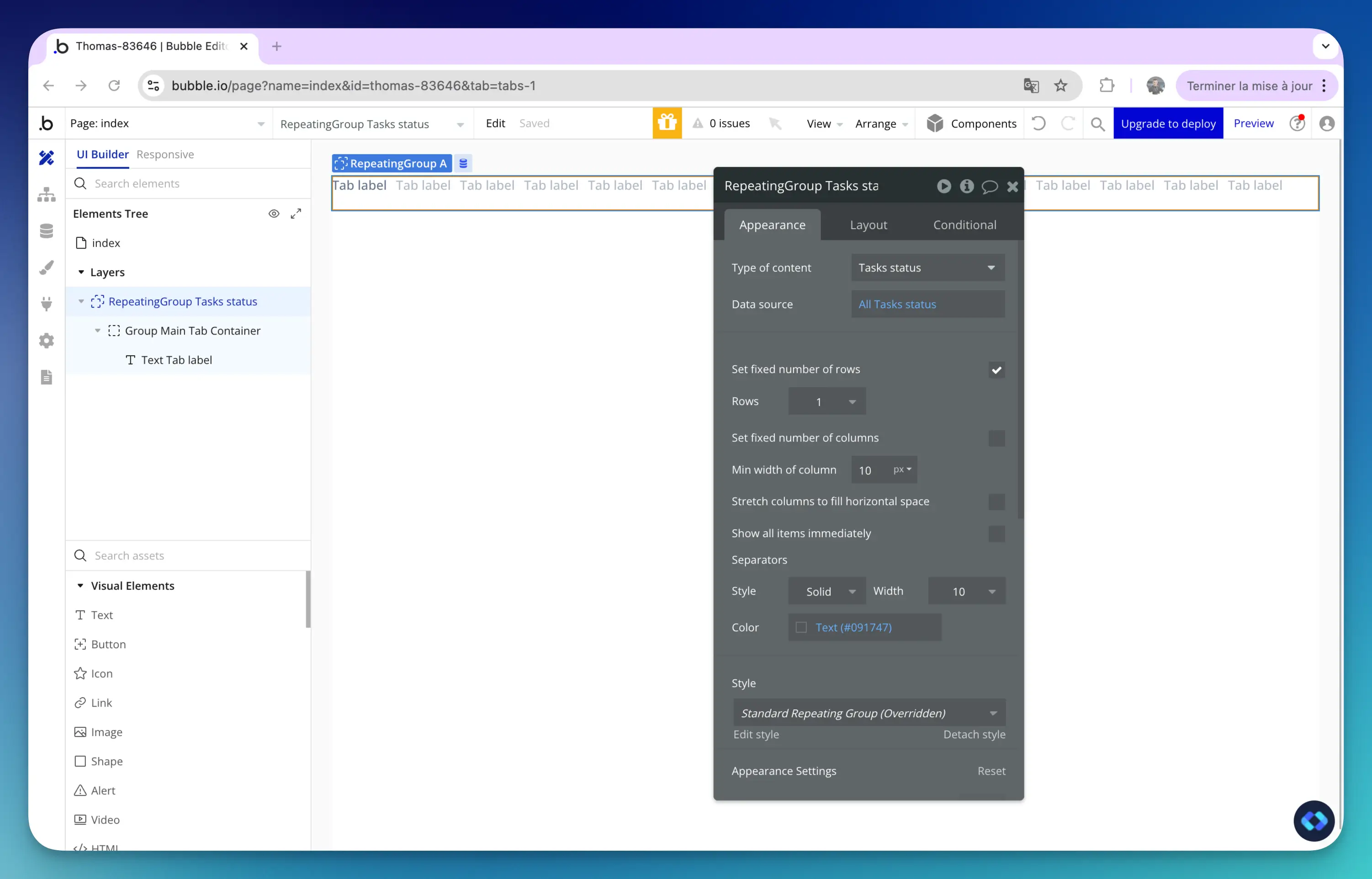 bubble.io tabs tutorial