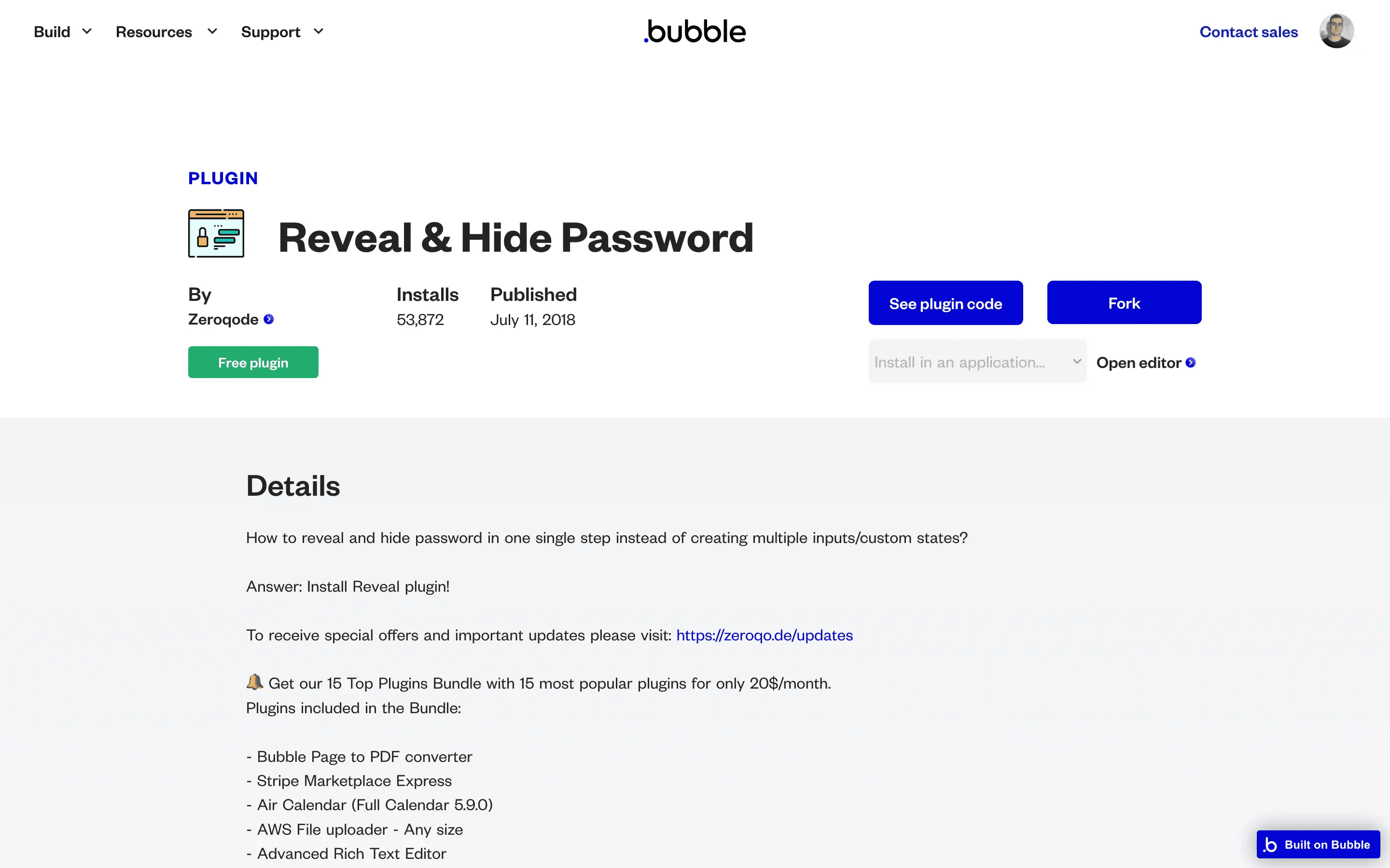 reveal hide password plugin bubble.io